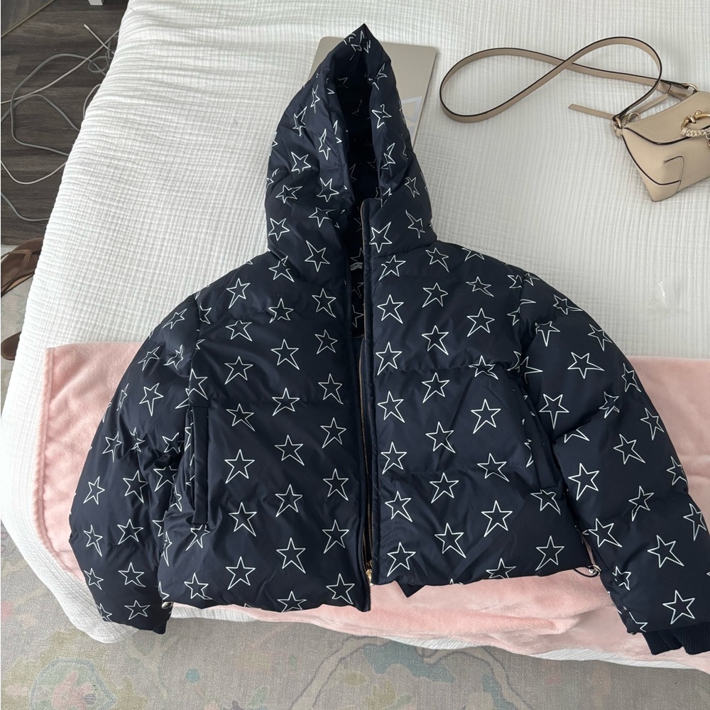 Navy Star Print Women's Ski Jacket - Picture 2 of 4